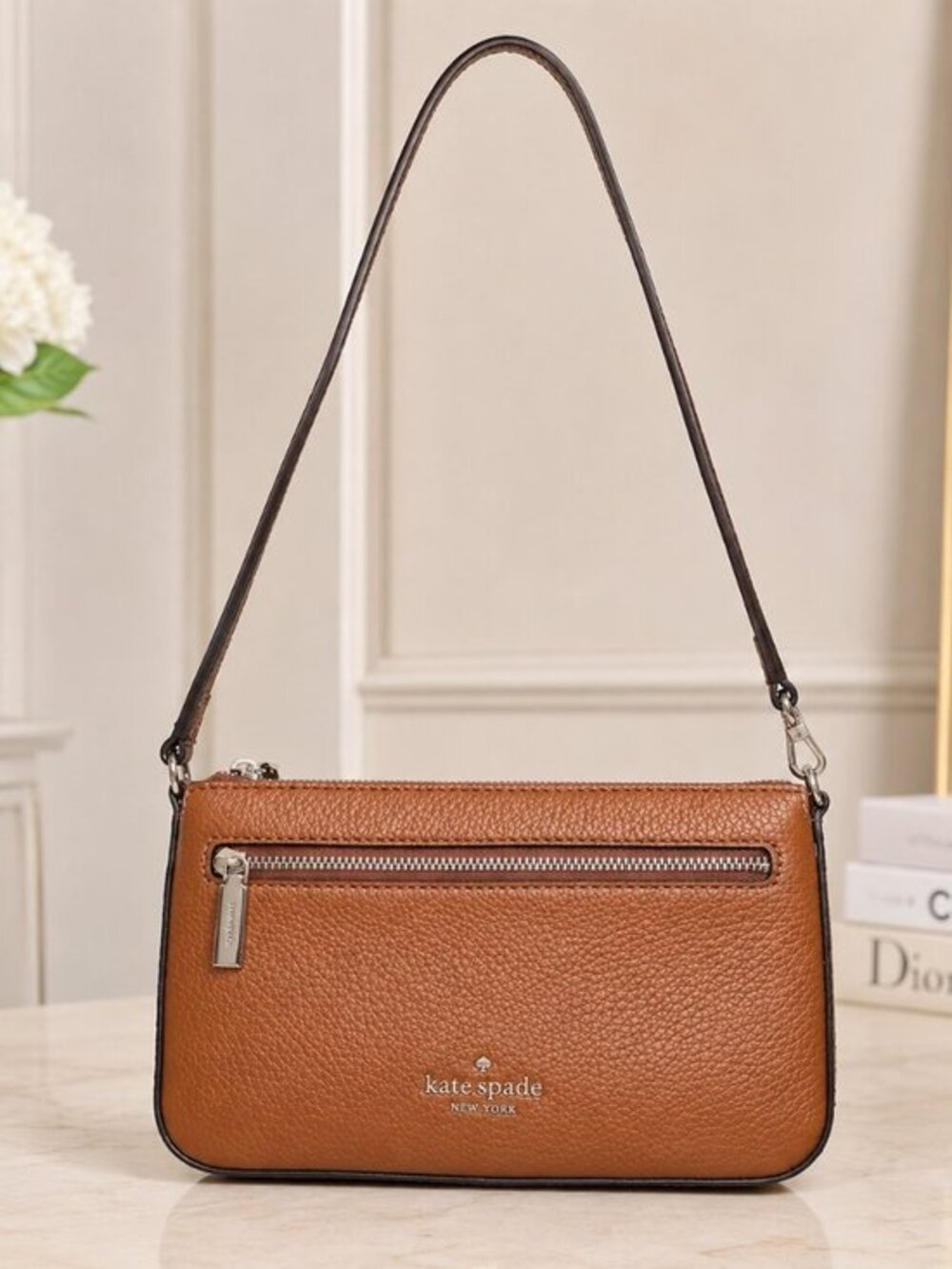 Kate Spade Pebbled Leather Convertible Crossbody Bag Brown Cognac NWT